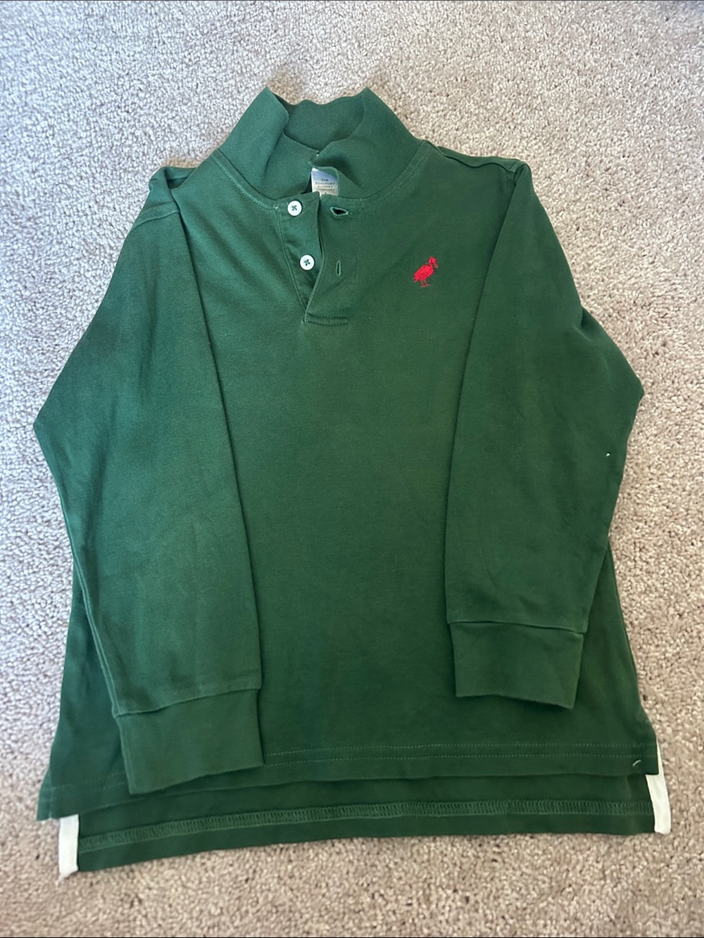 The Beaufort Bonnet Company Green Long Sleeve Polo with Red Embroidery